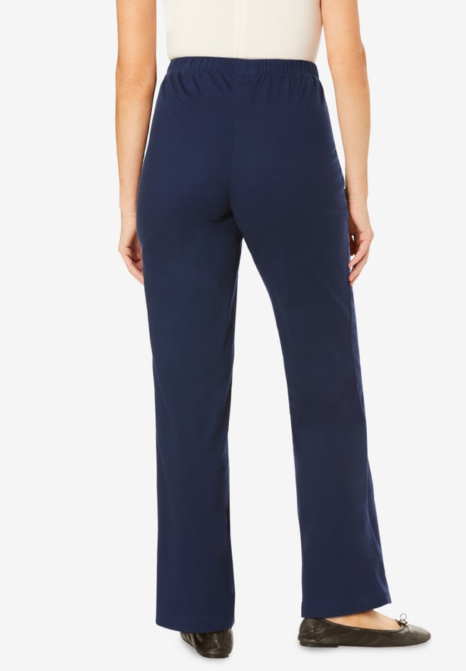 Fineline Stretch Denim Wide-Leg Pull-On Jeans image number 1
