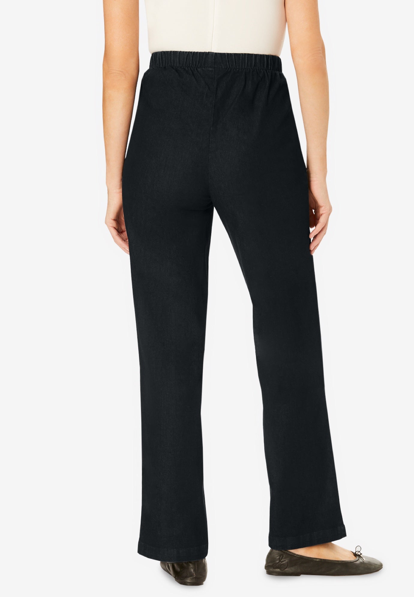 Fineline Stretch Denim Wide-Leg Pull-On Jeans image number 2