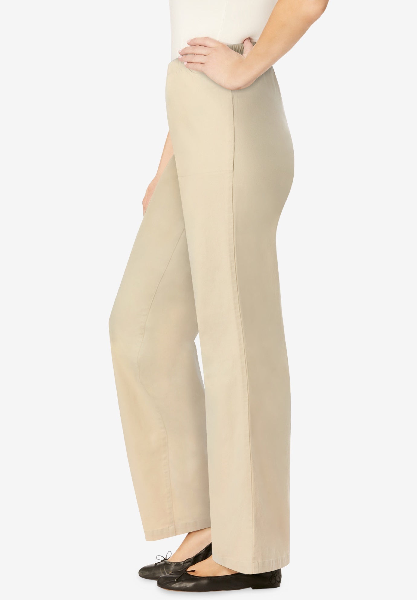 Fineline Stretch Denim Wide-Leg Pull-On Jeans image number 2