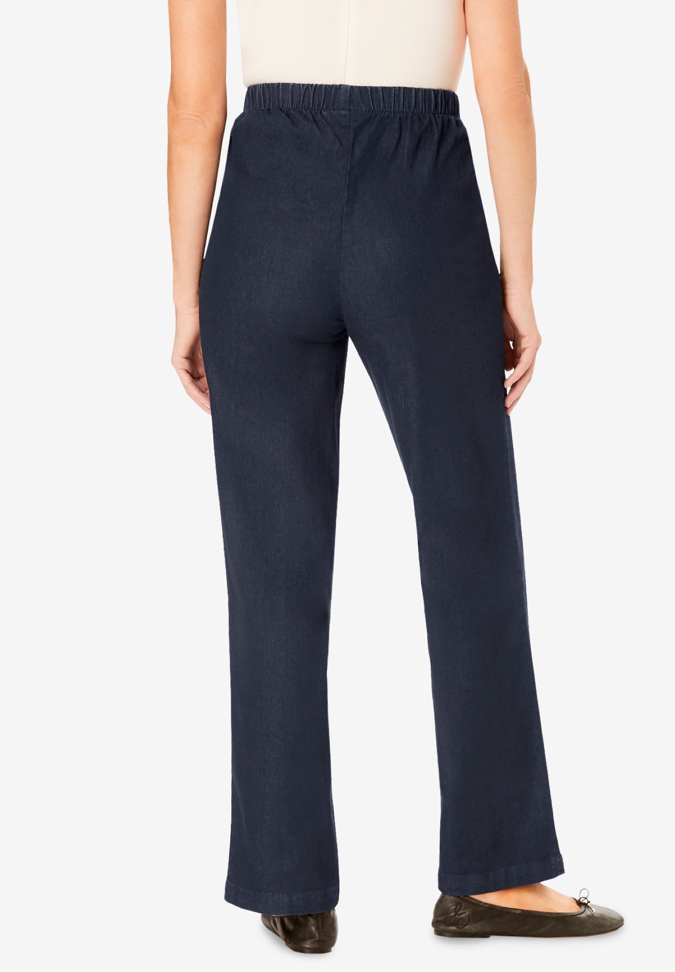 Fineline Stretch Denim Wide-Leg Pull-On Jeans image number 1