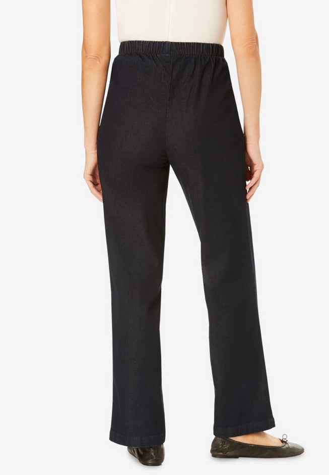 Fineline Stretch Denim Wide-Leg Pull-On Jeans image number 1