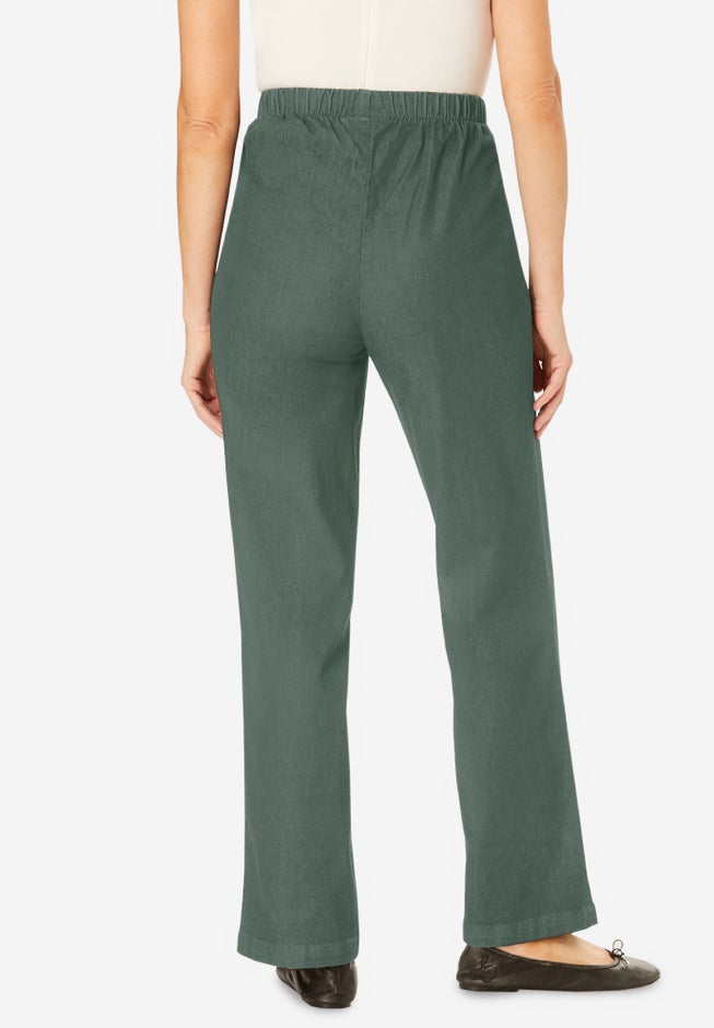 Fineline Stretch Denim Wide-Leg Pull-On Jeans image number 1