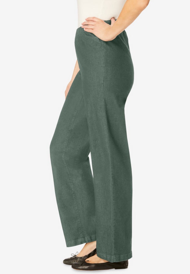 Fineline Stretch Denim Wide-Leg Pull-On Jeans image number 2
