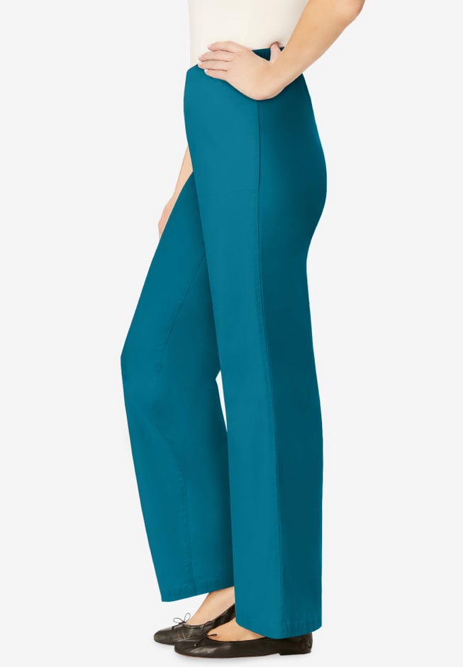 Fineline Stretch Denim Wide-Leg Pull-On Jeans image number 2