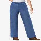 Fineline Stretch Denim Wide-Leg Pull-On Jeans image number null
