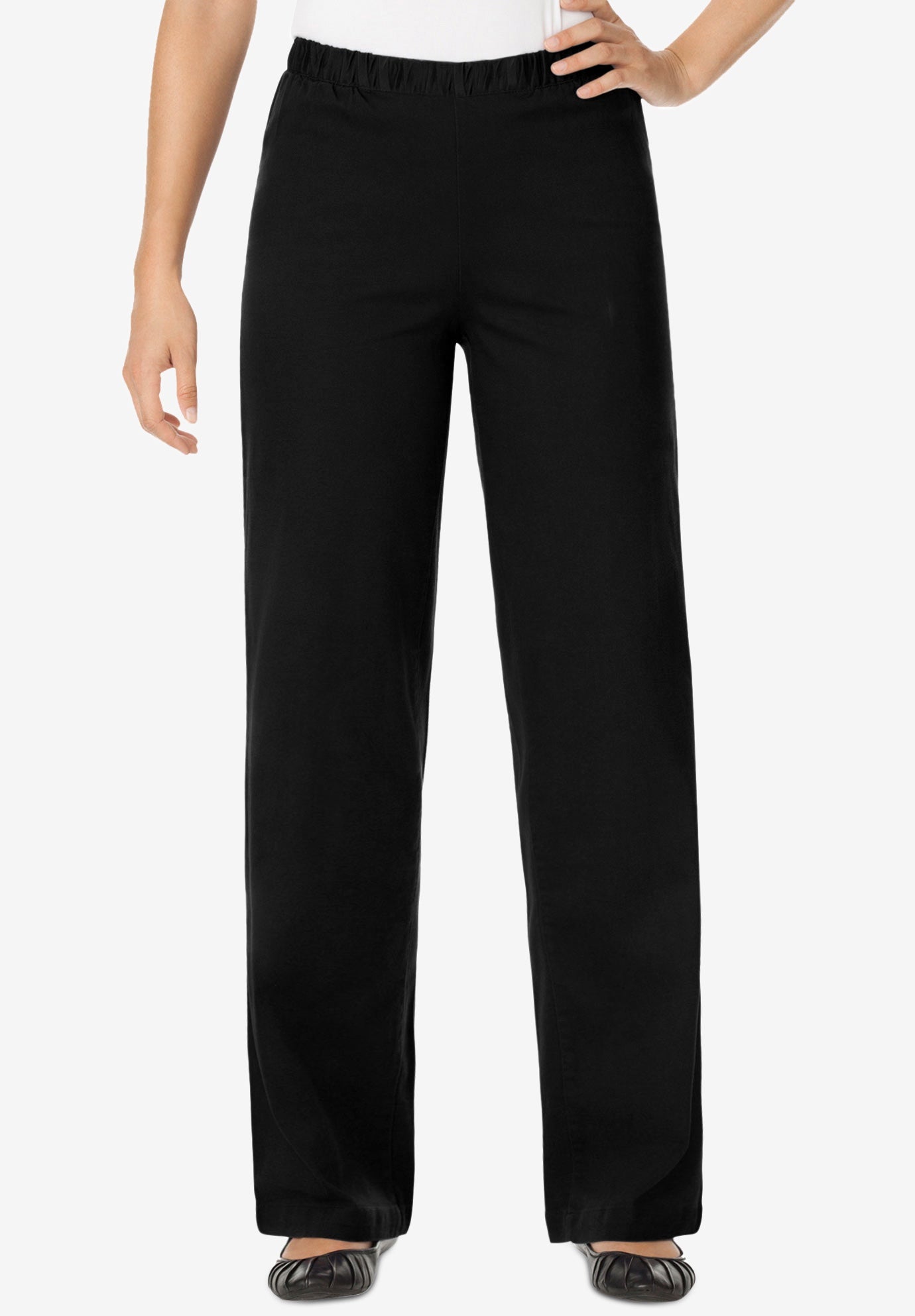 Fineline Stretch Denim Wide-Leg Pull-On Jeans image number 1