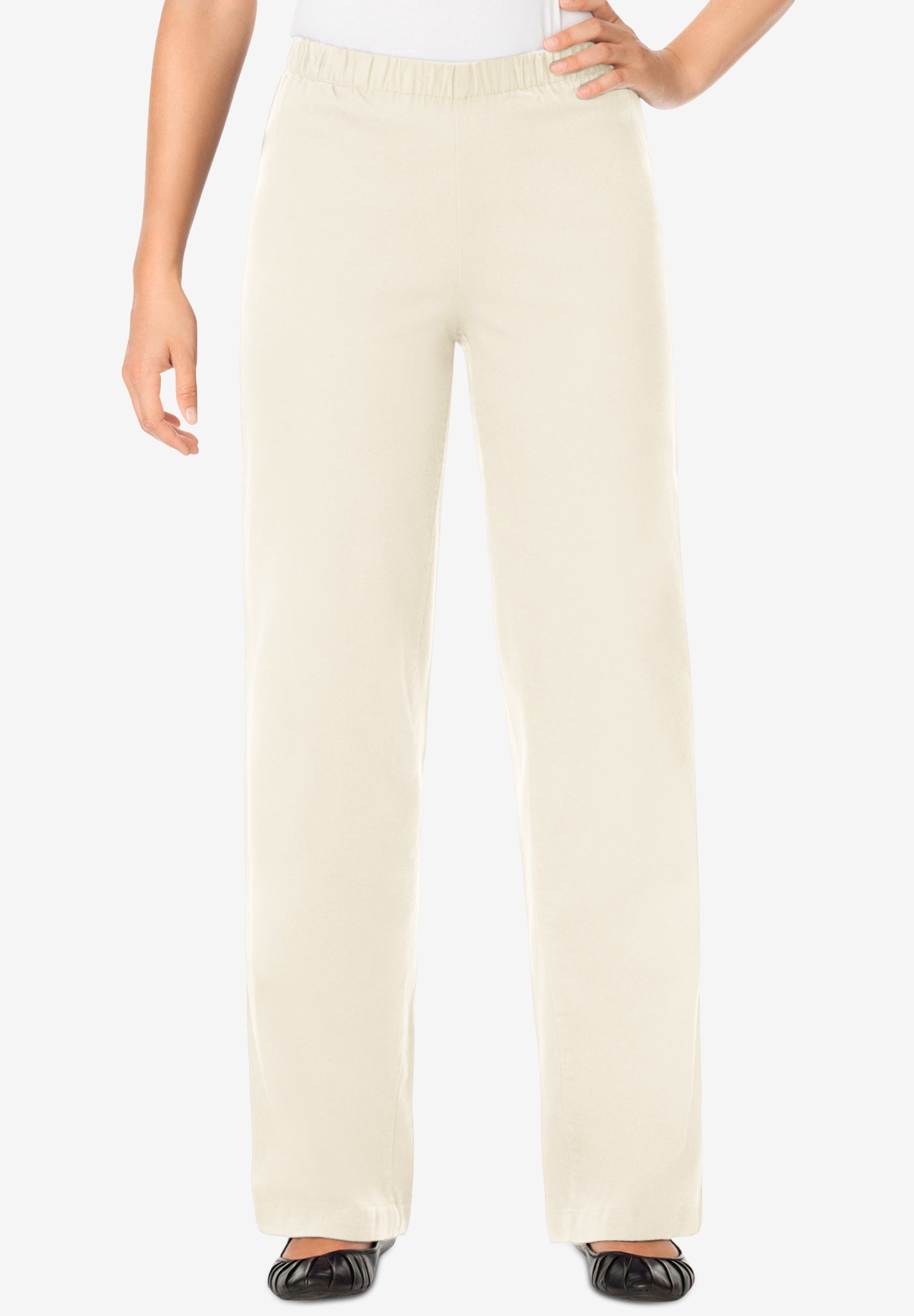 Fineline Stretch Denim Wide-Leg Pull-On Jeans image number 0