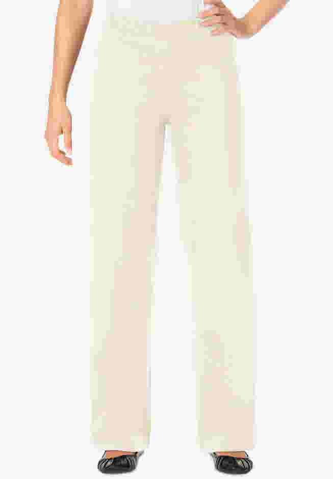 Fineline Stretch Denim Wide-Leg Pull-On Jeans image number 0