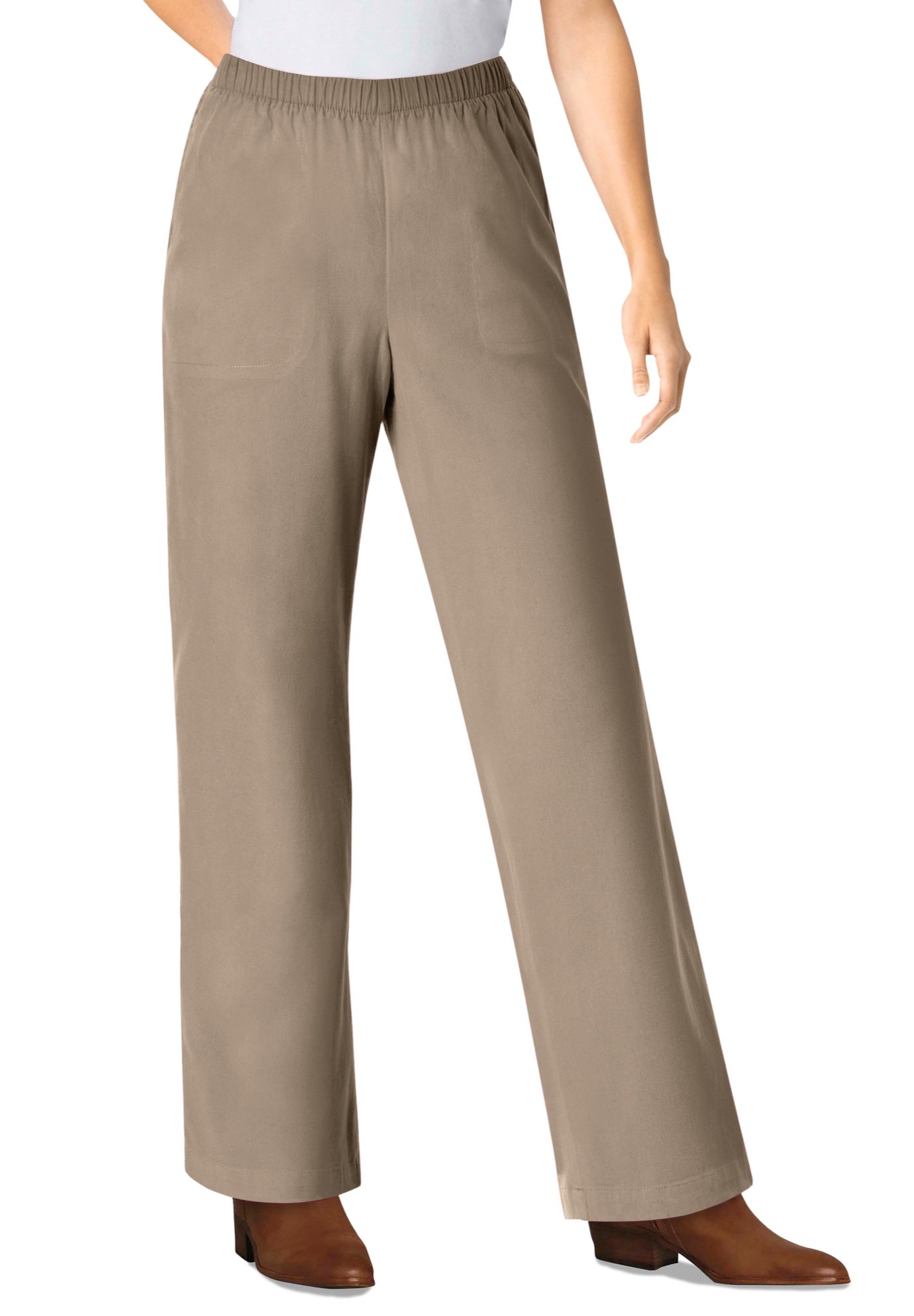 Fineline Stretch Denim Wide-Leg Pull-On Jeans image number 0