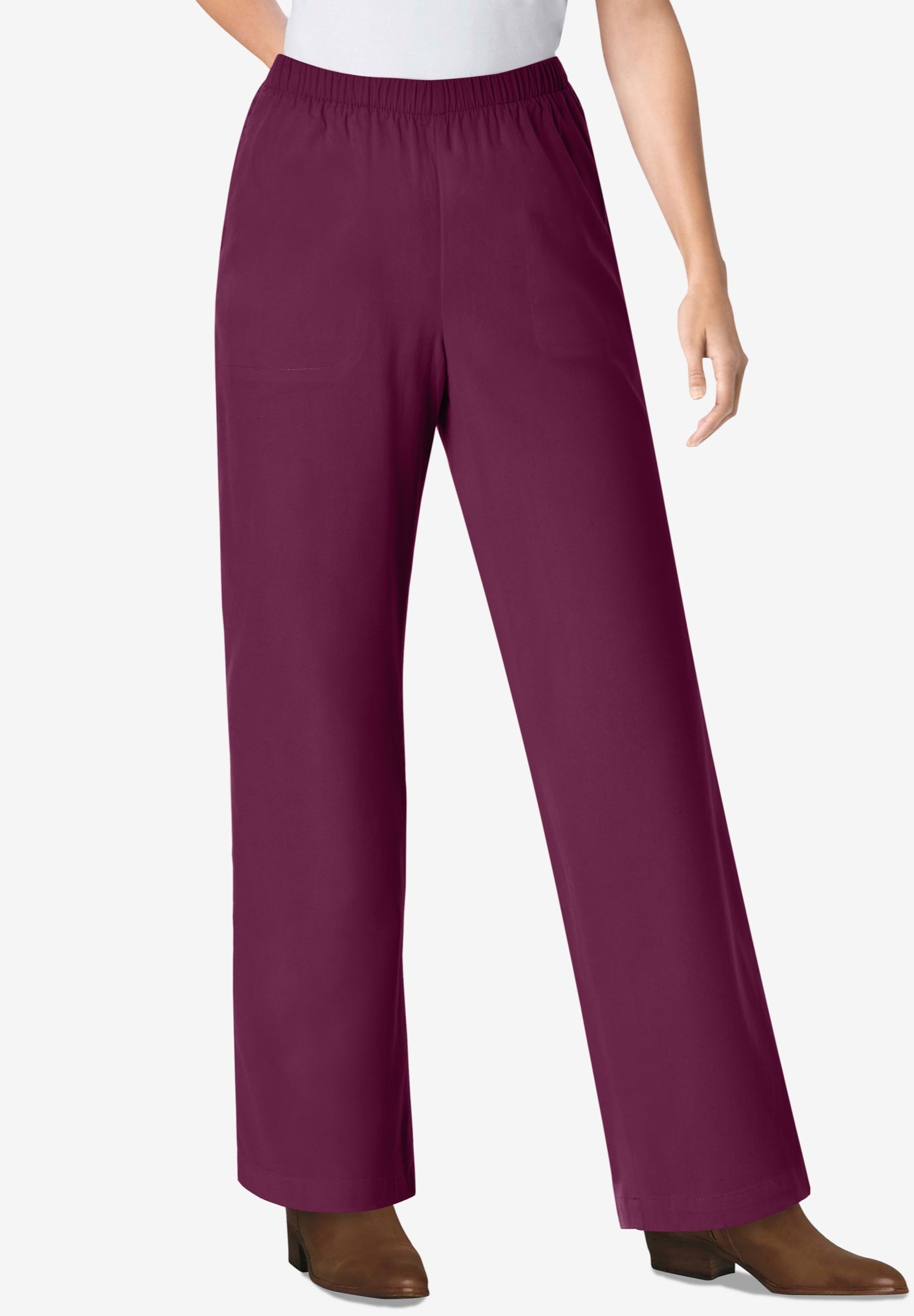 Fineline Stretch Denim Wide-Leg Pull-On Jeans image number 0