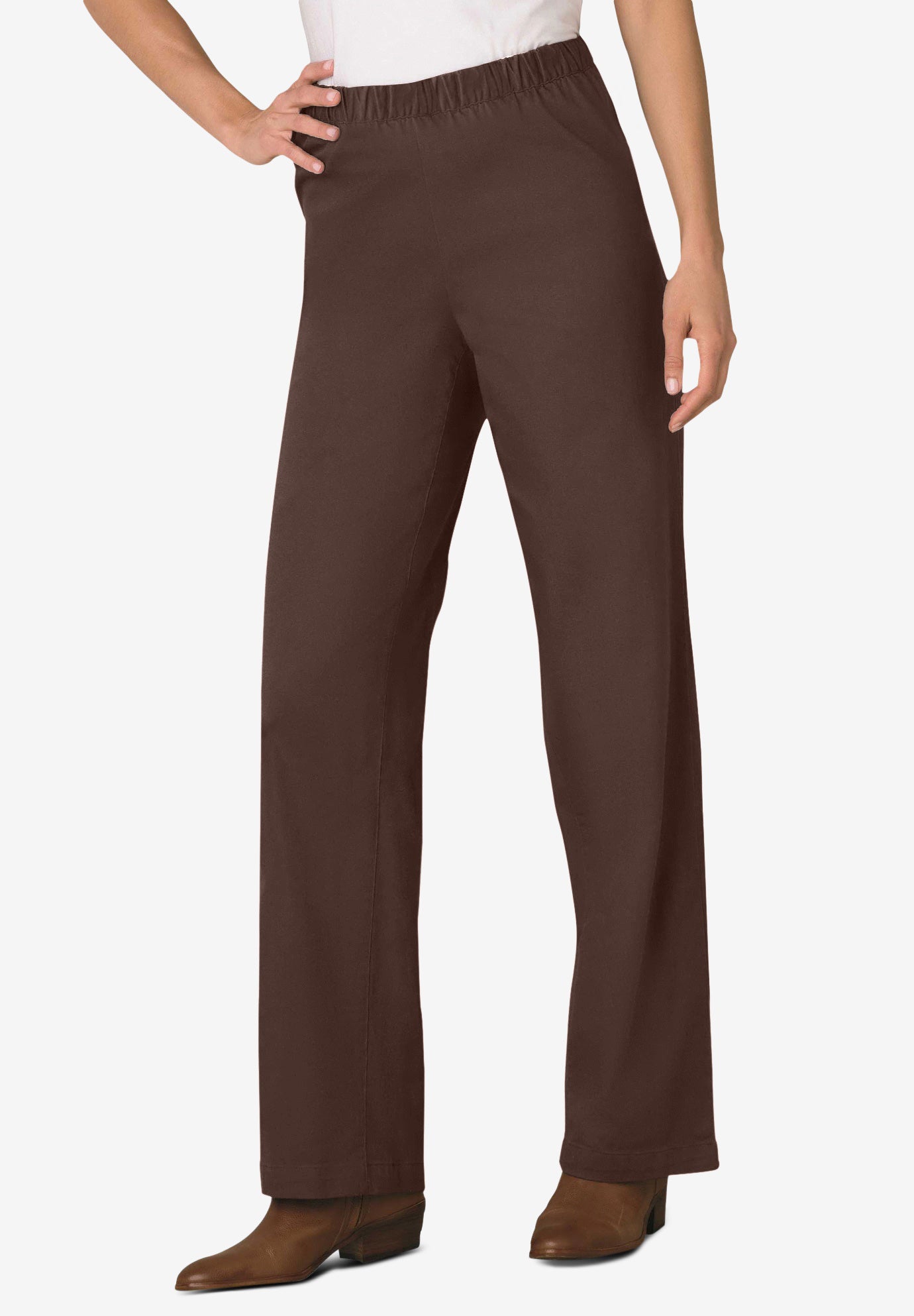 Fineline Stretch Denim Wide-Leg Pull-On Jeans image number 0