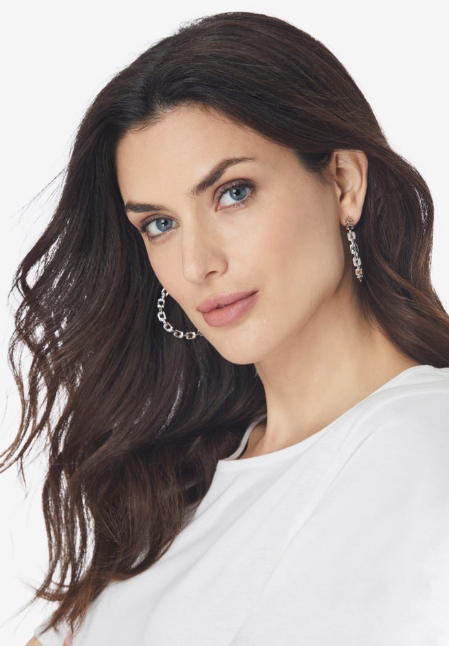 Chain Link Hoop Earrings image number 2