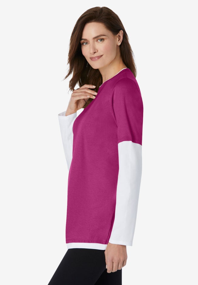 Layered-Look Crewneck Tee image number 2