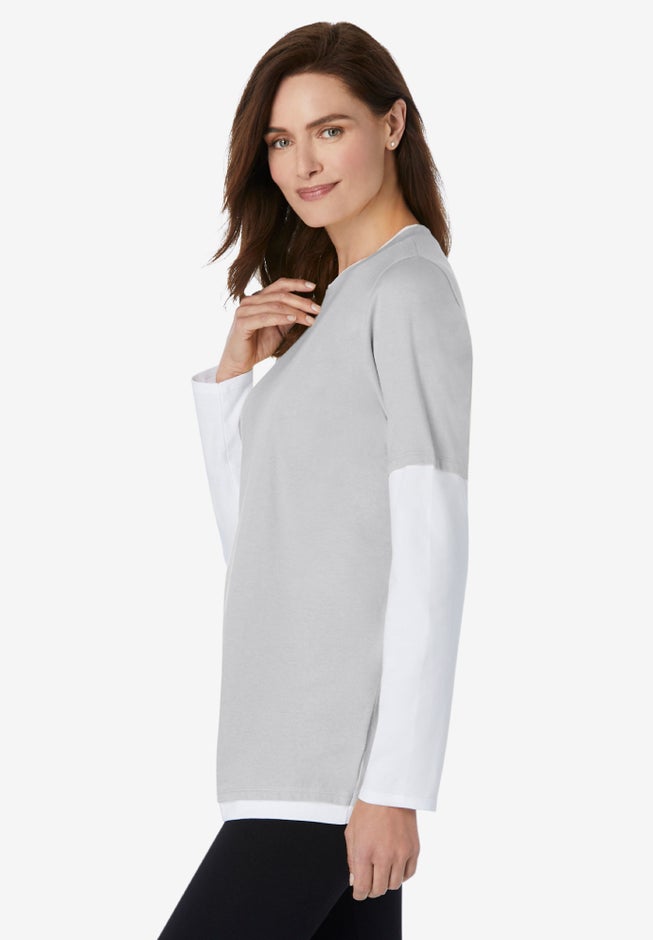 Layered-Look Crewneck Tee image number 2