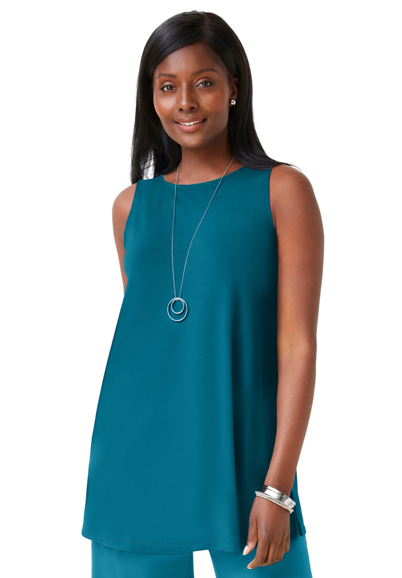 Stretch Knit Tunic Tank image number 0