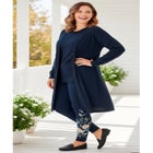 Stretch-Cotton Knit Pull-On Embroidered Leggings image number null