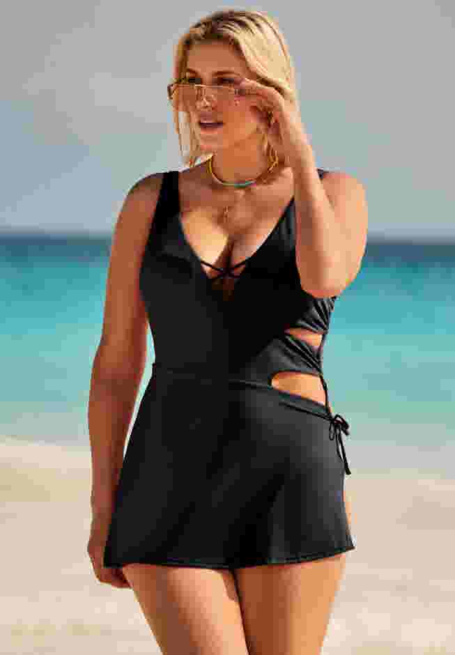 Asymmetrical Cut Out Swimdress image number 0