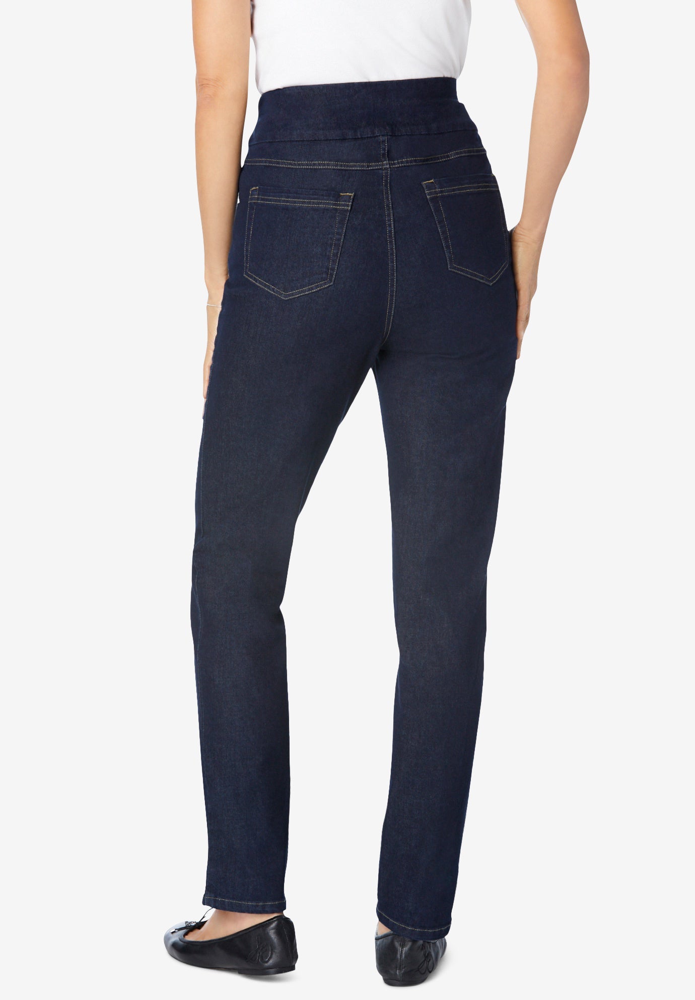 Flex-Fit Slim-Leg Pull-On Gap-Free Stretch-Denim Jeans image number 1