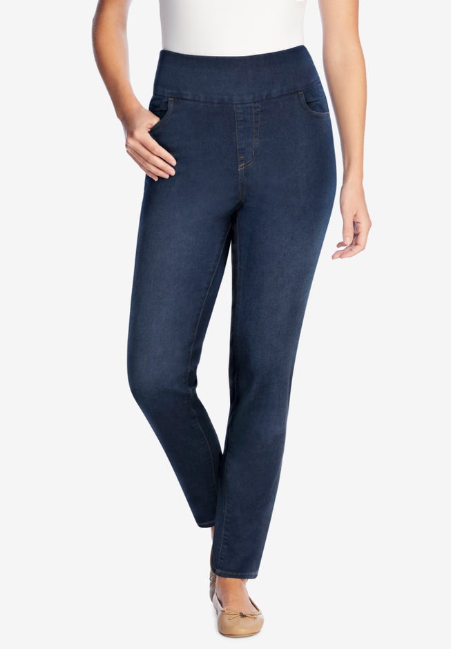 Flex-Fit Slim-Leg Pull-On Gap-Free Stretch-Denim Jeans image number 0