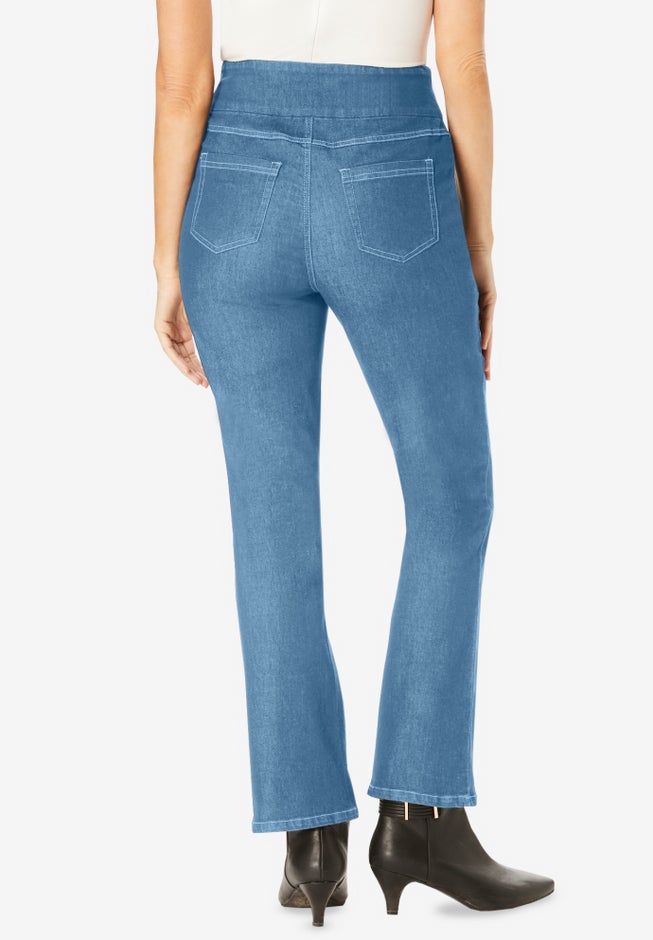 Flex-Fit Pull-On Bootcut Gap-Free Stretch Denim Jeans image number 1