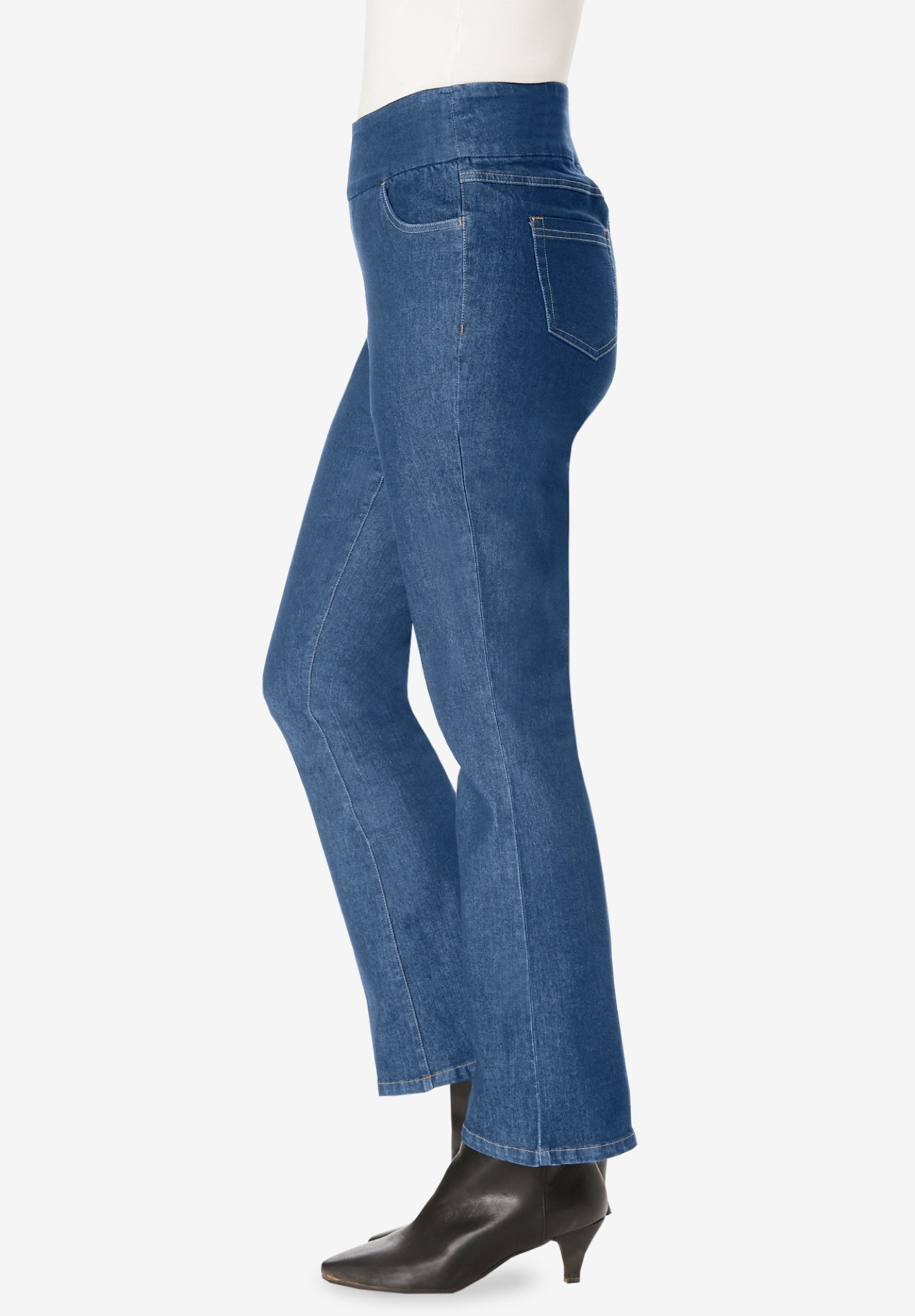 Flex-Fit Pull-On Bootcut Gap-Free Stretch Denim Jeans image number 2