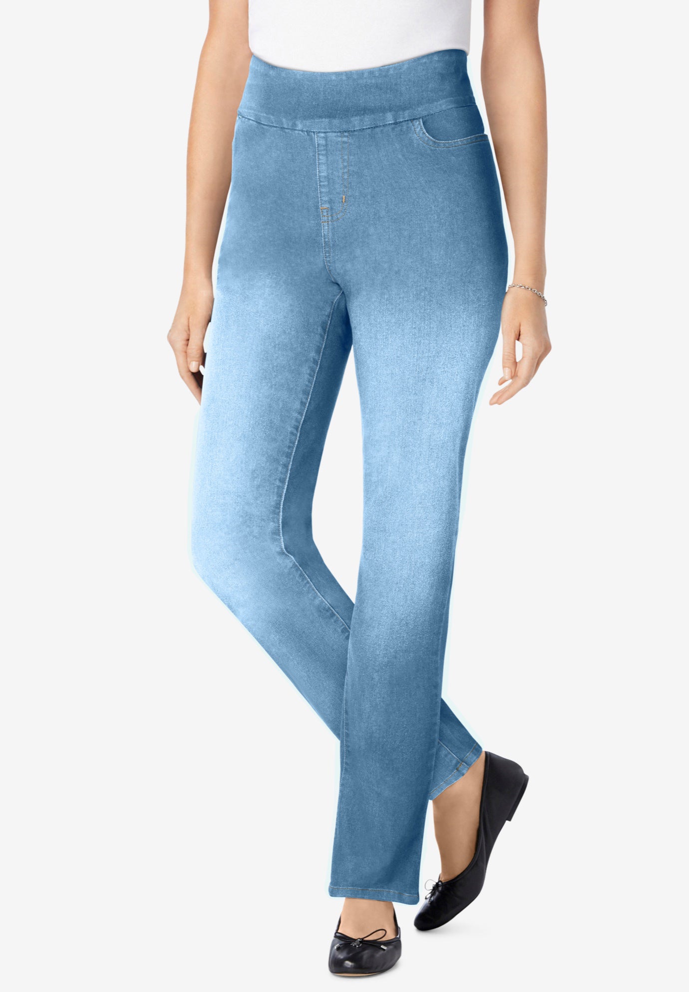 Flex-Fit Pull-On Bootcut Gap-Free Stretch Denim Jeans image number 0