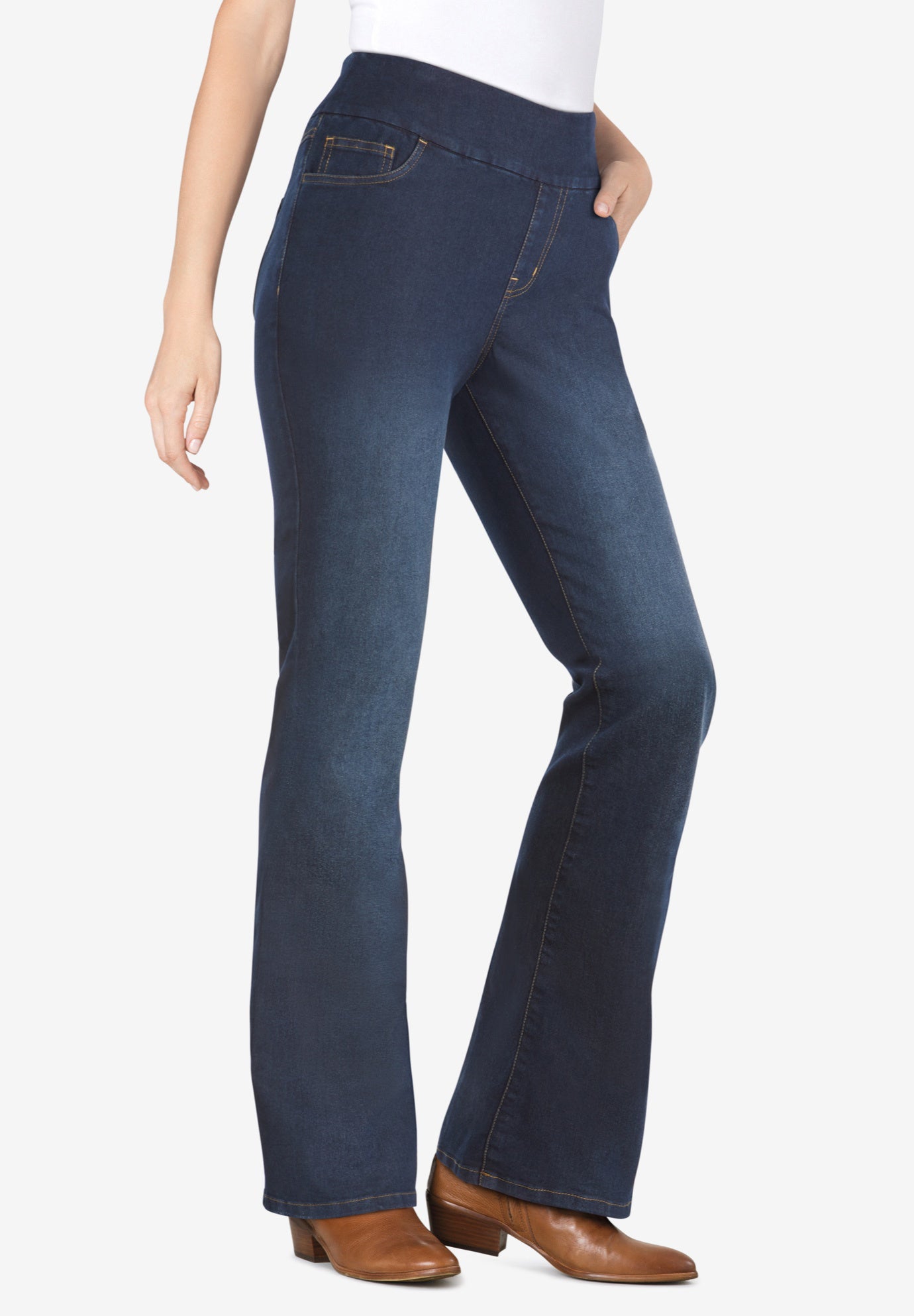 Flex-Fit Pull-On Bootcut Gap-Free Stretch Denim Jeans image number 0
