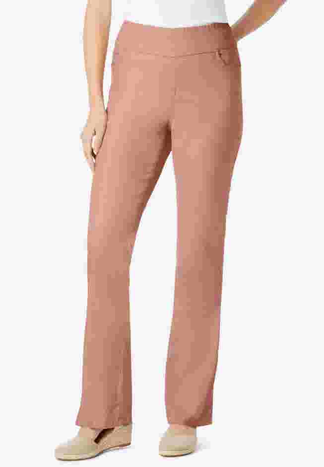 Womens Plus-Size Flex-Fit Pull-On Bootcut Gap-Free Stretch Denim Jeans image number 0
