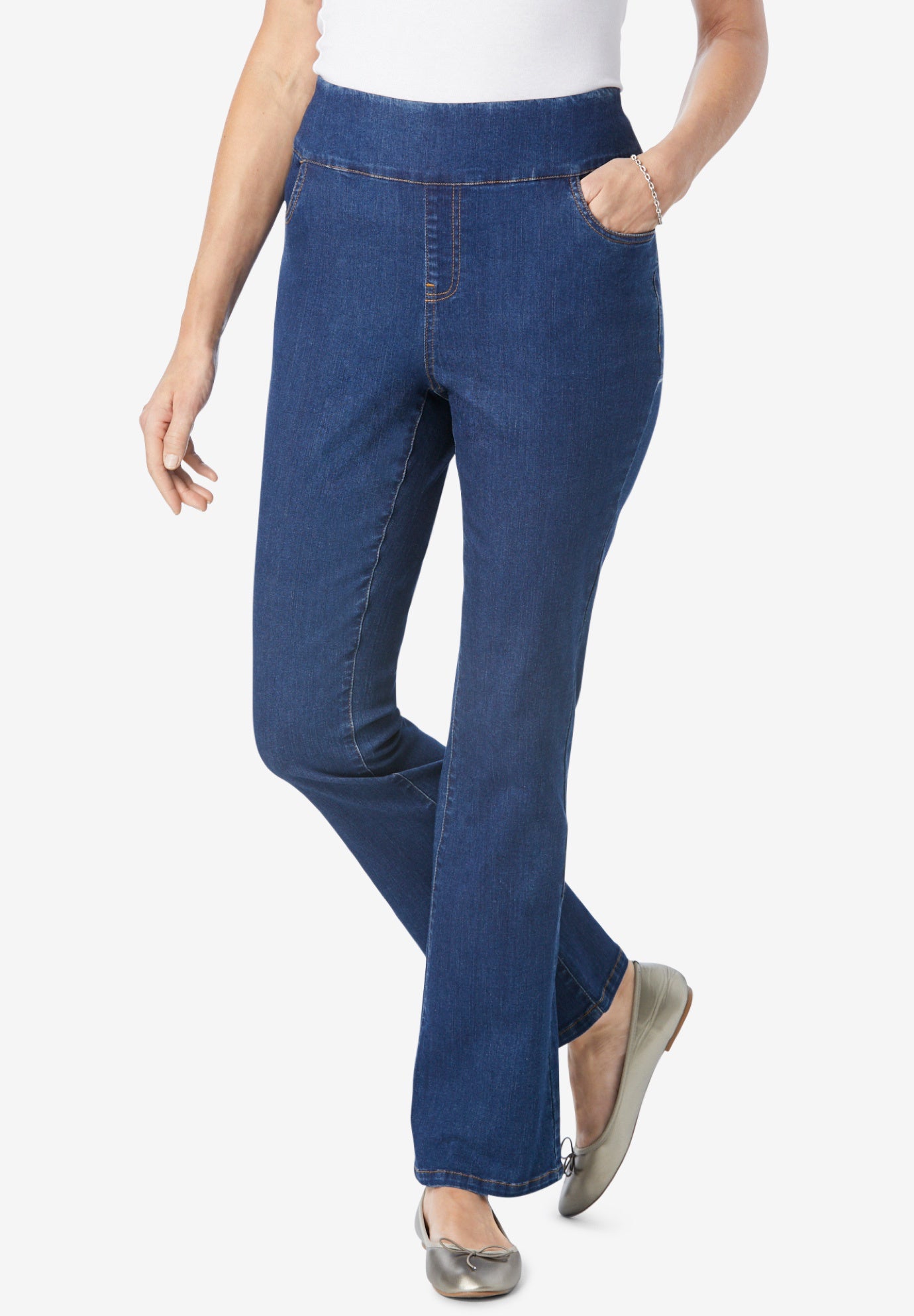 Flex-Fit Pull-On Bootcut Gap-Free Stretch Denim Jeans image number 0