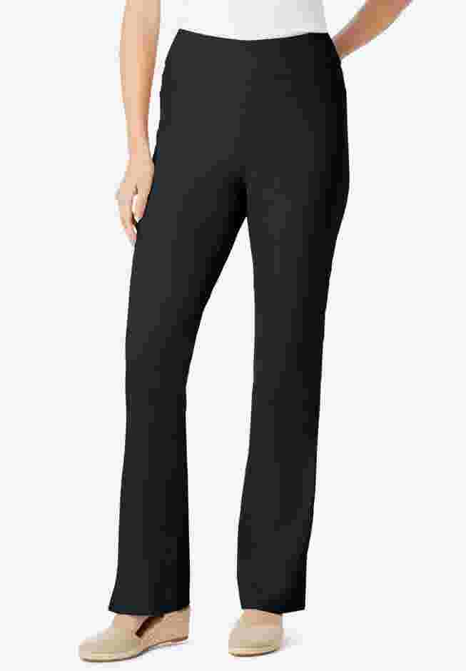 Womens Plus-Size Flex-Fit Pull-On Bootcut Gap-Free Stretch Denim Jeans image number 0