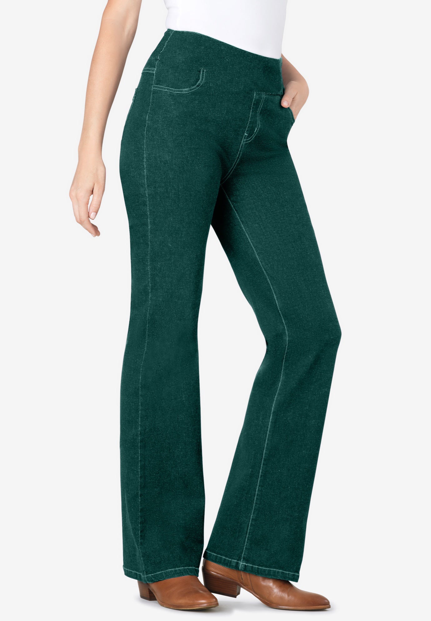 Flex-Fit Pull-On Bootcut Gap-Free Stretch Denim Jeans image number 0