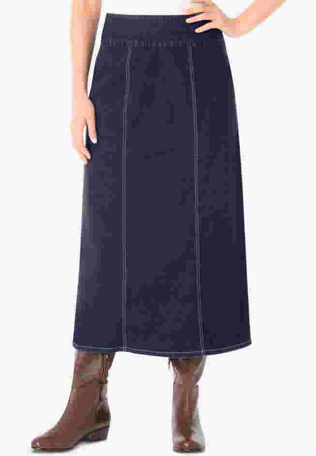 Flex-Fit Pull-On Denim Skirt image number 0