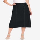 Pull-On Flex-Fit Elastic-Waist Stretch Denim Skirt image number null