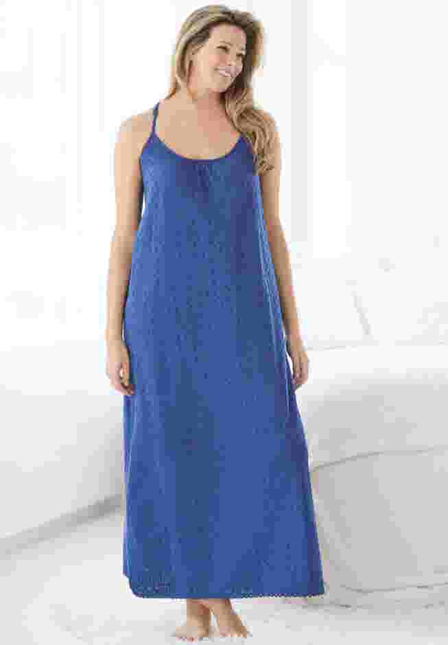 Breezy Eyelet Knit Long Nightgown image number 5