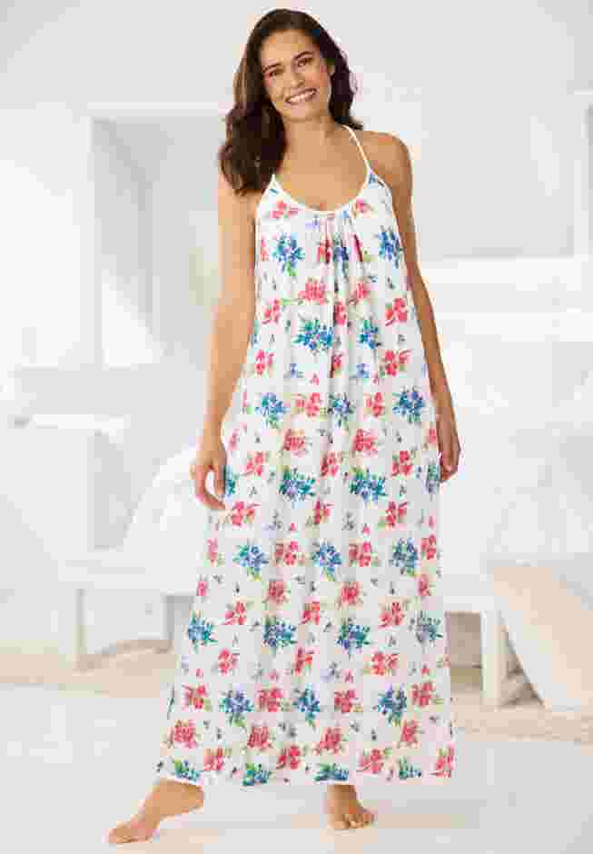 Breezy Eyelet Knit Long Nightgown image number 0