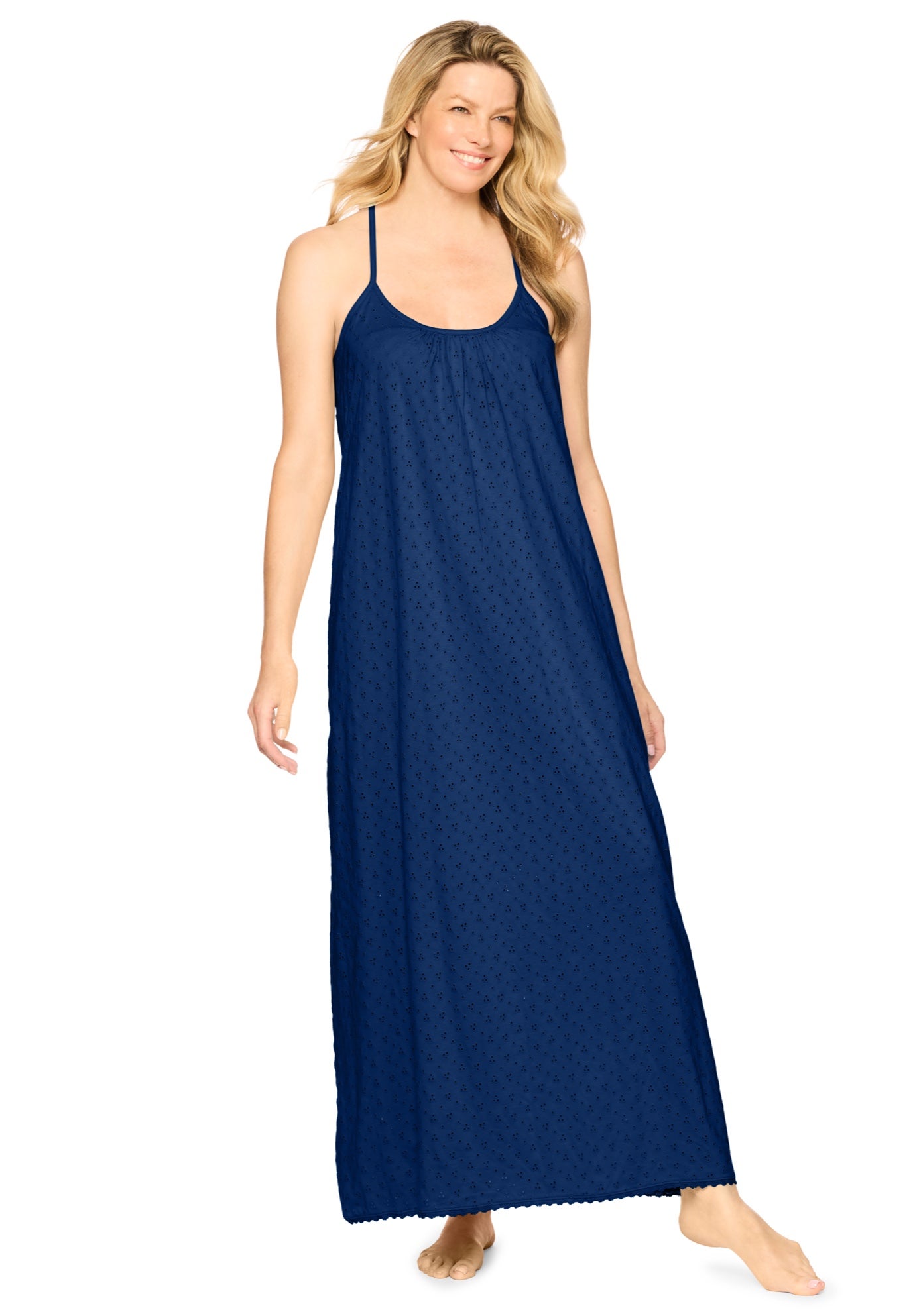 Breezy Eyelet Knit Long Nightgown image number 0
