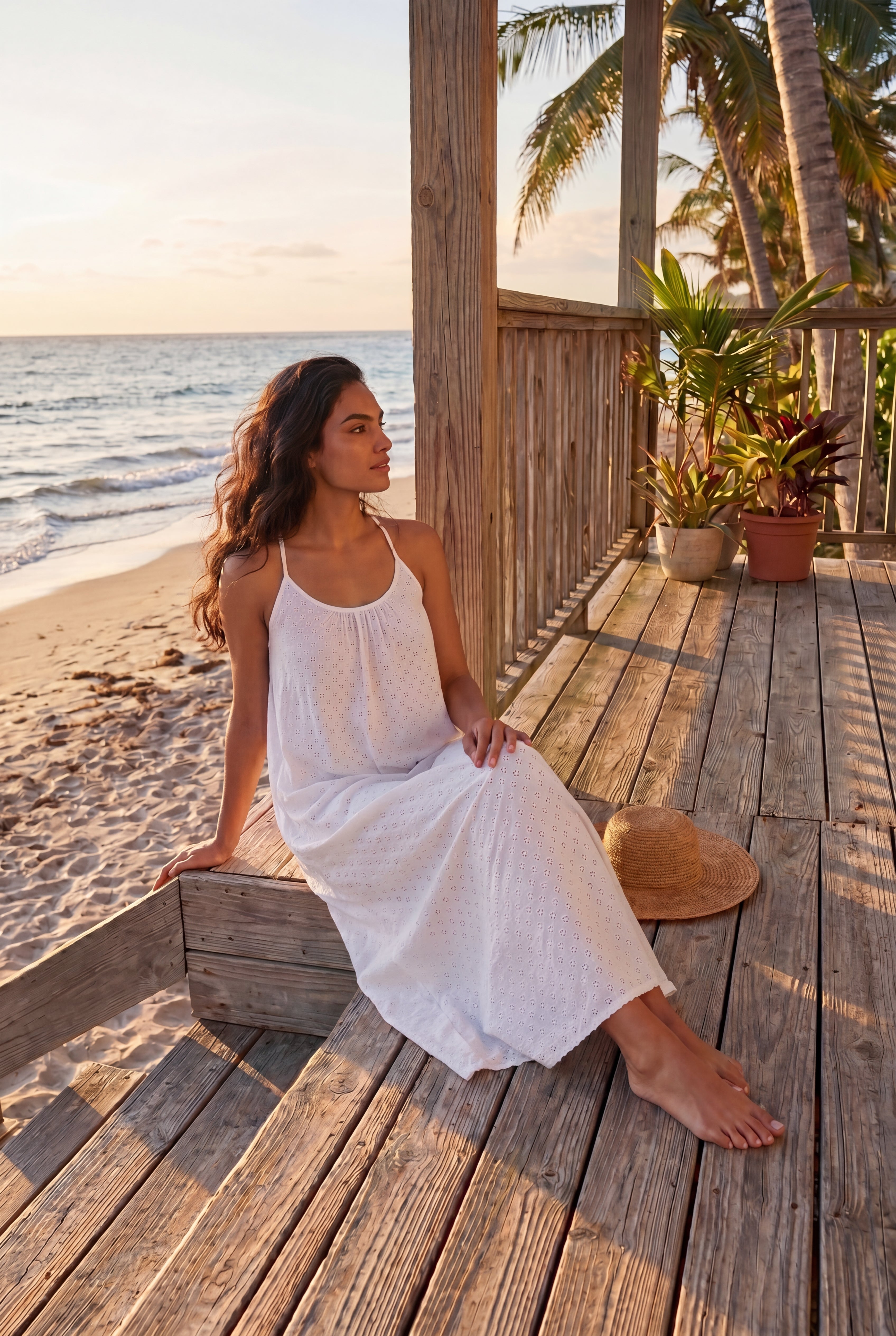 Breezy Eyelet Knit Long Nightgown image number 0