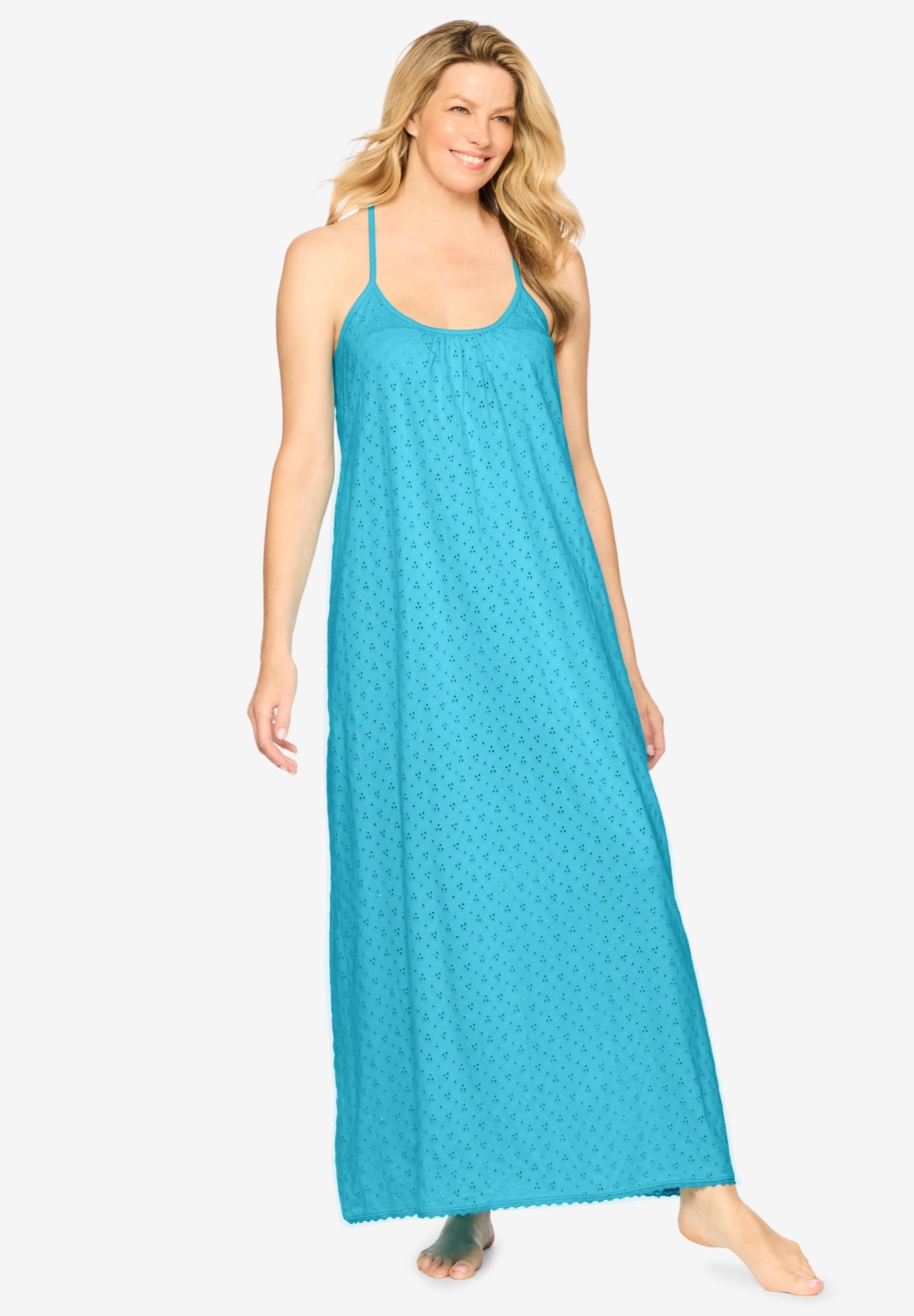 Breezy Eyelet Knit Long Nightgown image number 0