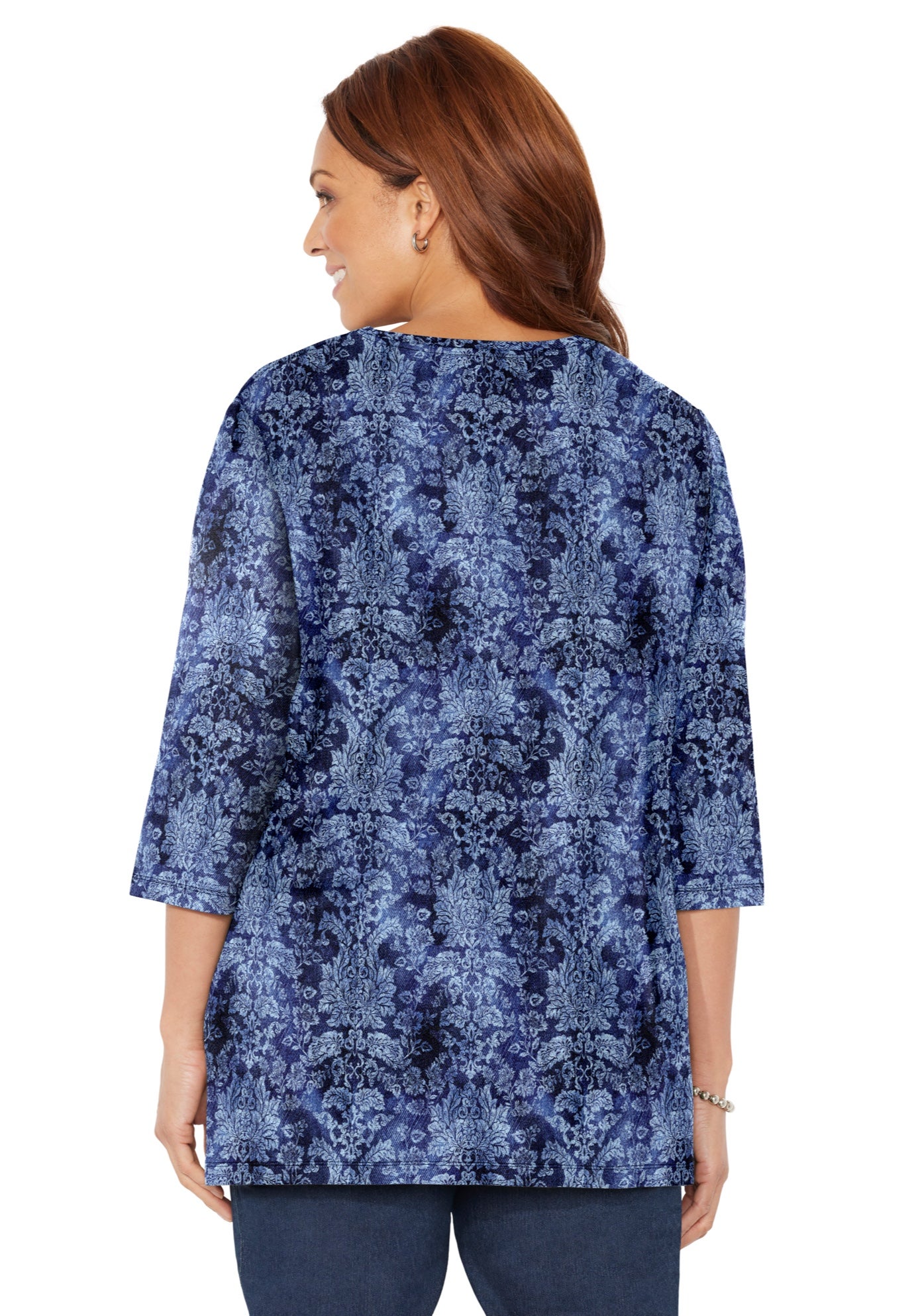 Easy Fit 3/4-Sleeve V-Neck Tunic image number 2