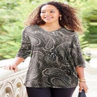 Easy Fit 3/4-Sleeve V-Neck Tunic image number null
