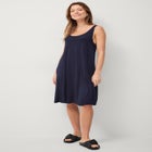 Stretch Jersey Knit A-Line Crossover Back Tank Short Dress image number null