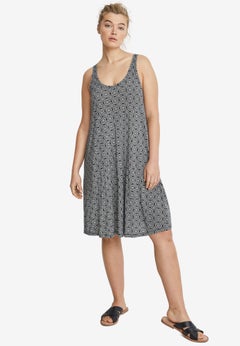 Stretch Jersey Knit A-Line Crossover Back Tank Short Dress