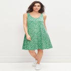 Stretch Knit Tank Crossover Back A Line Dress image number null