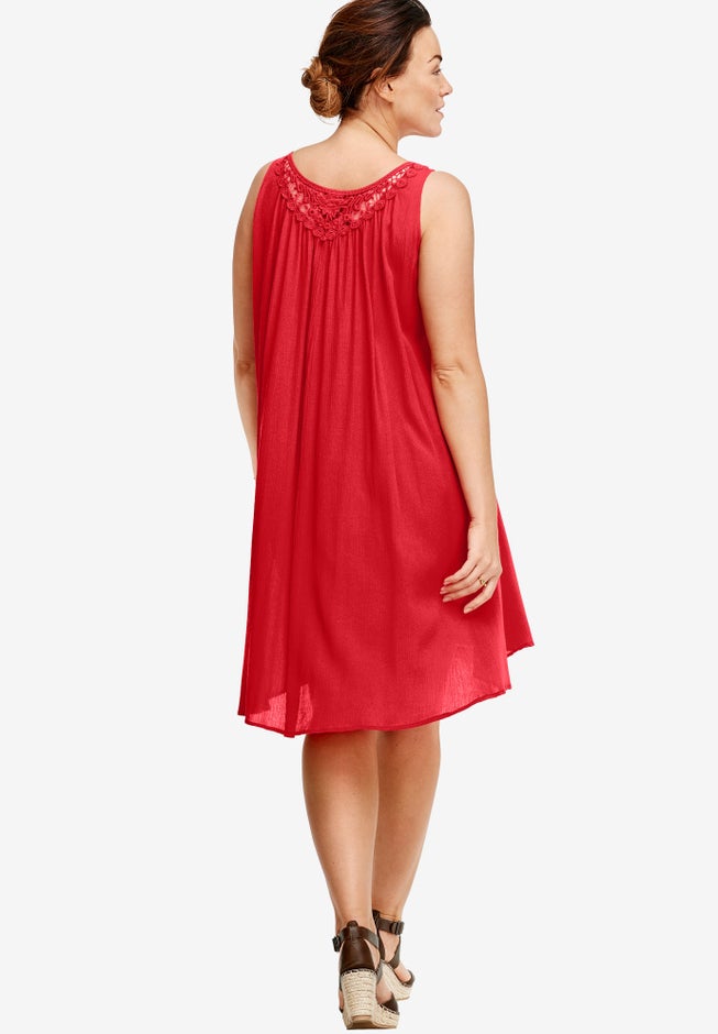 Lace Inset Trapeze Dress image number 2