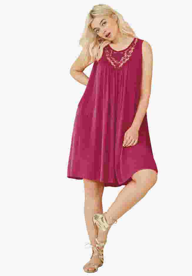 Lace Inset Trapeze Dress image number 0