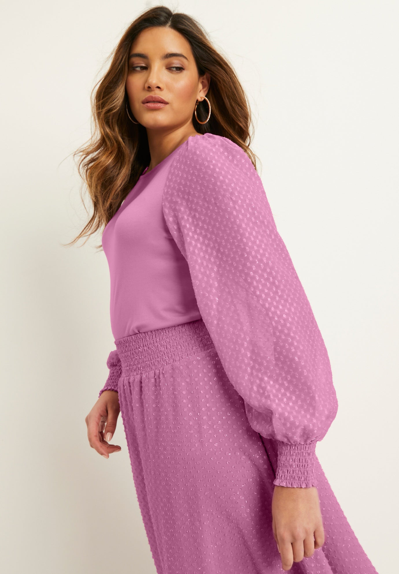 Lace-Sleeve Balloon Top for Plus Size Women, 4455630 | Woman