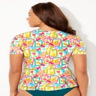 Short Sleeve Faux Wrap Tankini Top image number null