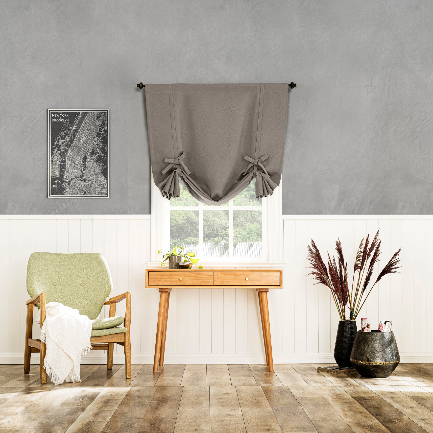 Greenwich Sun Zero™ 99% Blackout Solid Woven Tie-up Shade image number 0