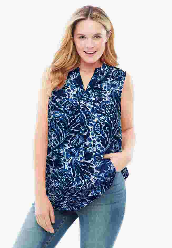 Sleeveless Tab-Front Tunic image number 0