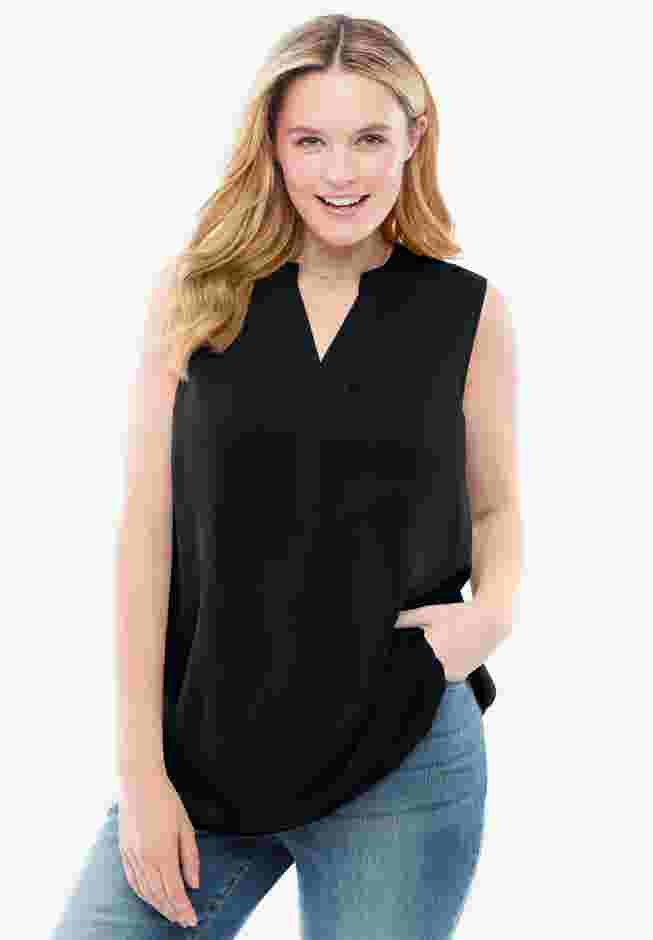 Sleeveless Tab-Front Tunic image number 0